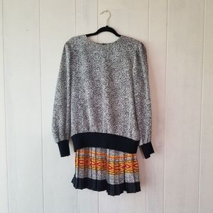 Vintage 80s Top and Skirt Set Black and White 12